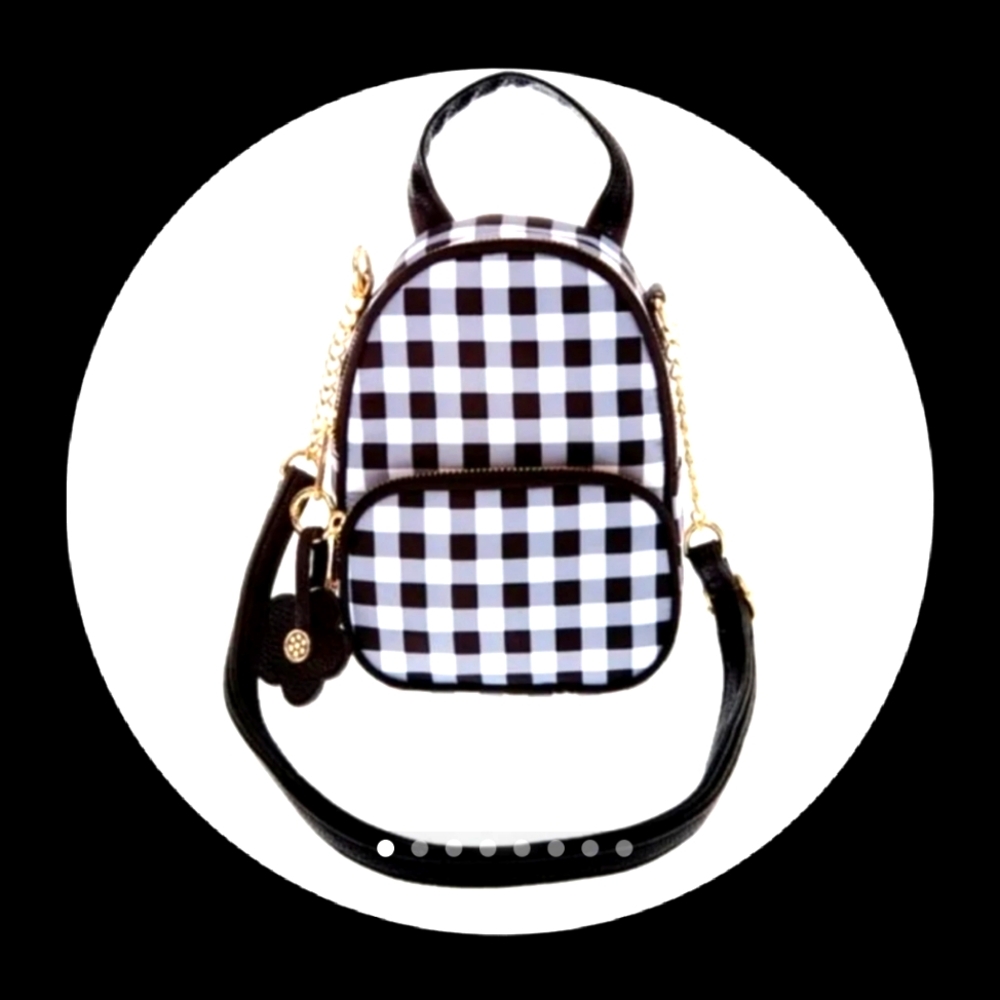 Gingham Backpack W/ Daisy Bag Charm 8" Bag BNWT